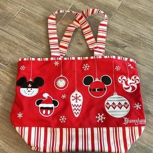 NWOT Disneyland Christmas large tote bucket bag Mickey Mouse snowflakes